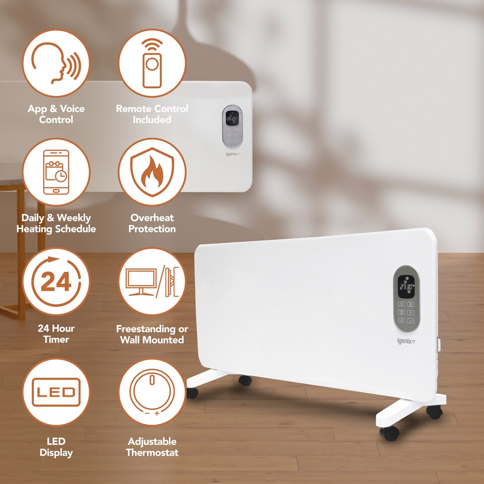 image 1 of Igenix IG9520WIFI Smart Electric Panel Heater, White