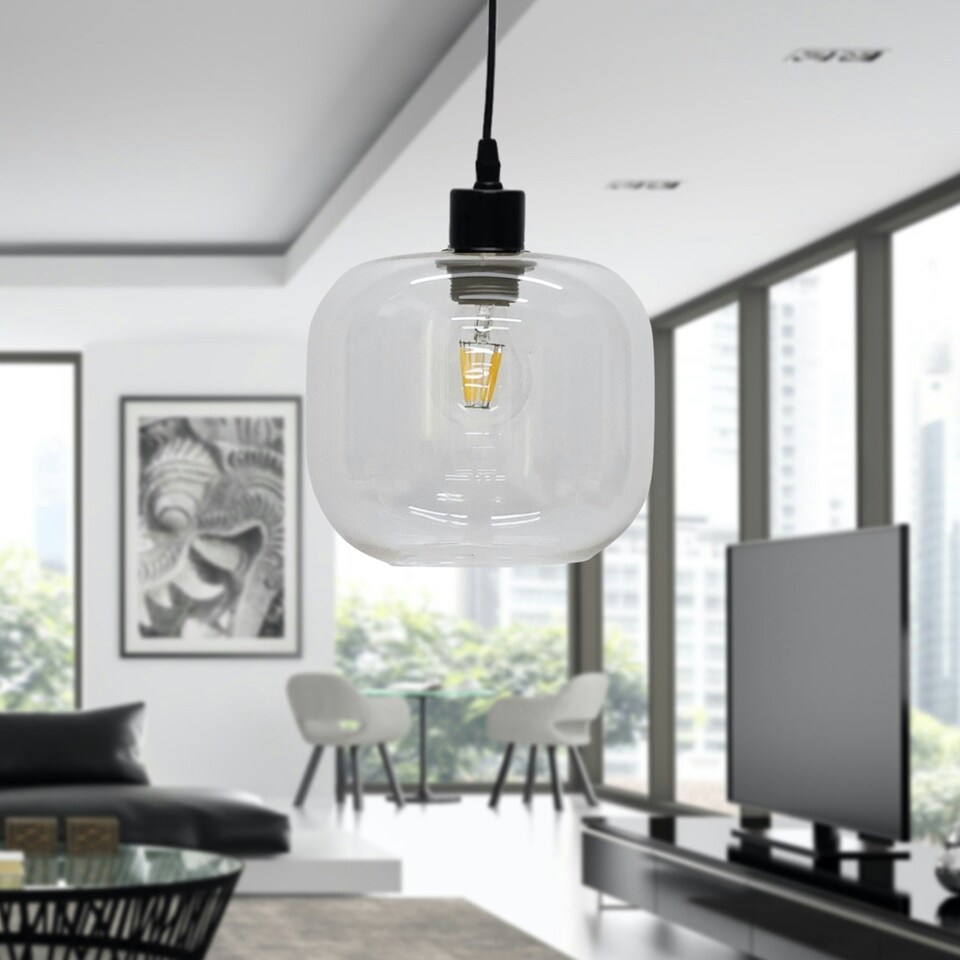 image 1 of First Choice Lighting Bletch Clear Glass Easy Fit Pendant Shade Clear