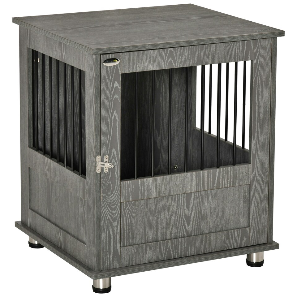 image 1 of PawHut Dog Crate Kennel Cage for Small Dog, Indoor End Table, Grey