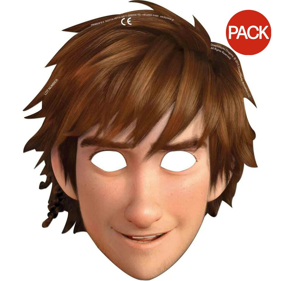 How To Train Your Dragon Hiccup Birthday Party Mask (Pack of 6) - Multicoloured - One Size