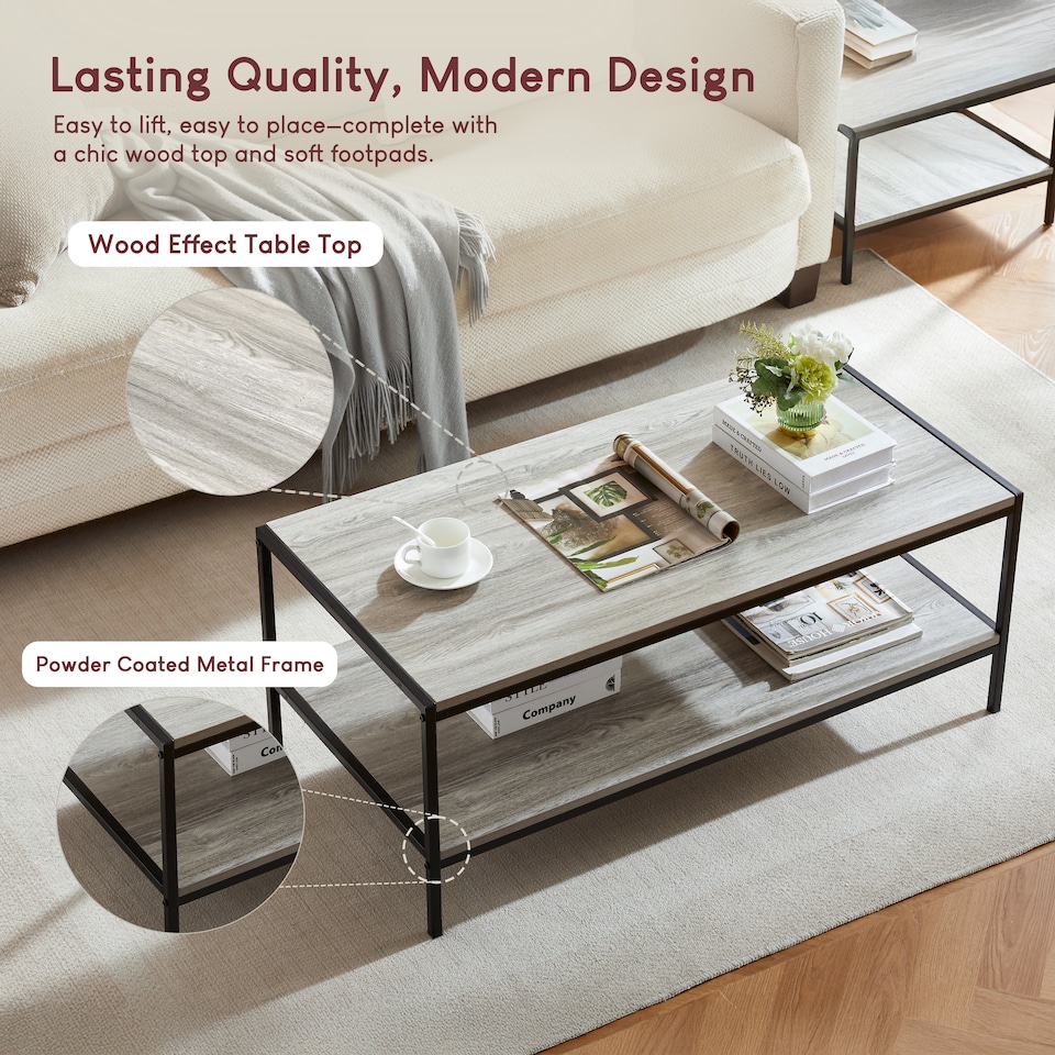 image 1 of Vida Designs Brooklyn Coffee Table Industrial Side Living Room Table, Grey