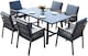 image 2 of Aluminium Garden Dining Set with Cushions for 6 People, Luxury Outdoor Furniture (Grey)