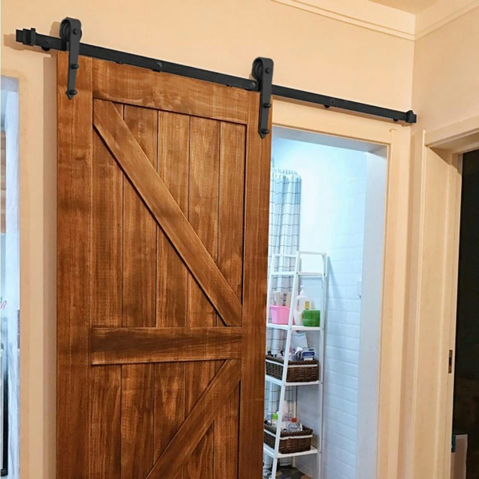 image 1 of Yaheetech Barn Door Sliding Hardware Black
