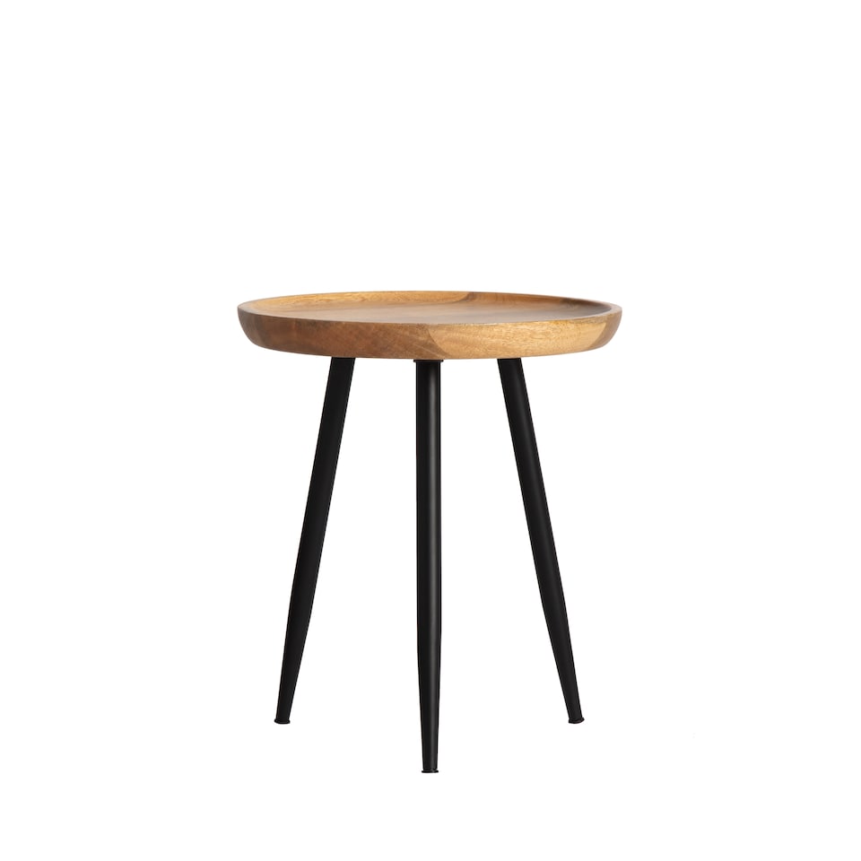 image 1 of Chervey Round Solid Mango Wood Side Table with Tri-Pin Legs Small