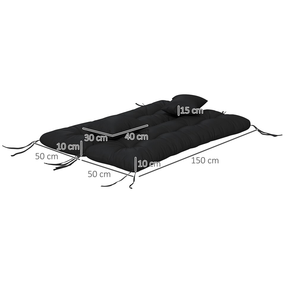 image 1 of Outsunny Outdoor Seat Cushions Back Cushion with 2 Pillows, Water Repellent Seat Pads for 3-Seater Chair, Swing, Sofa