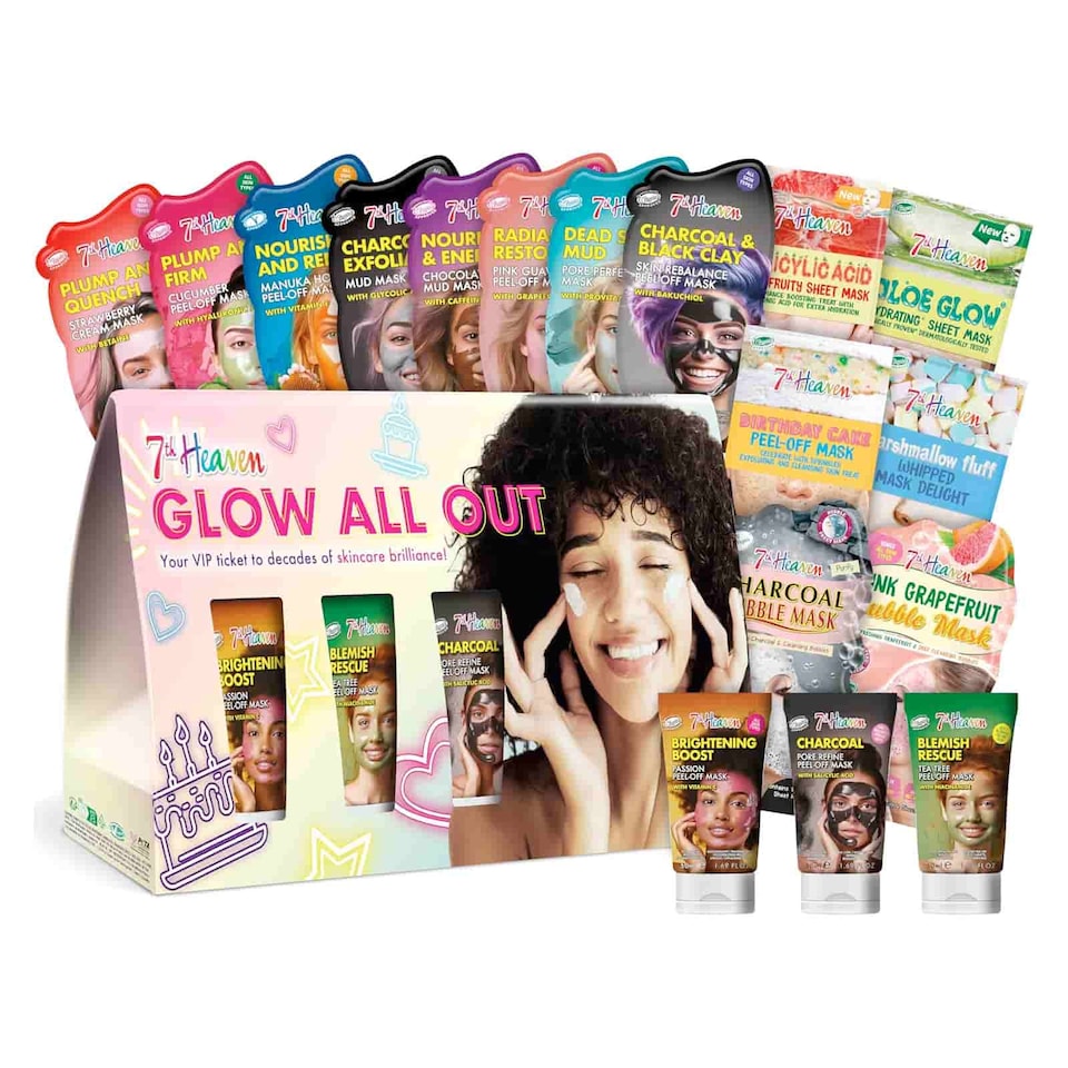 7th Heaven - Glow All Out Gift Set - 3 x 50ml Tube, 14 Sachet Masks