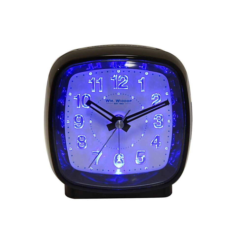 image 1 of Hometime Cushion Shape Alarm Clock Sweep/Cres Black Black