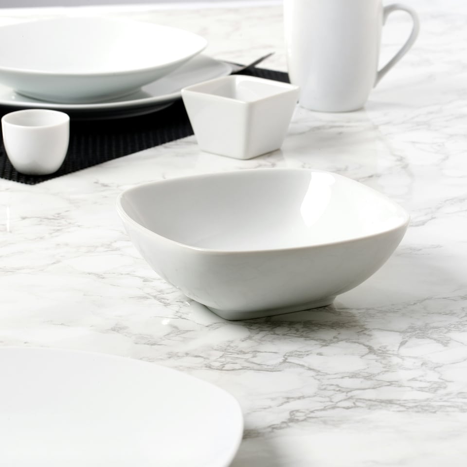 image 1 of 42pc White Porcelain Square Dinner Set