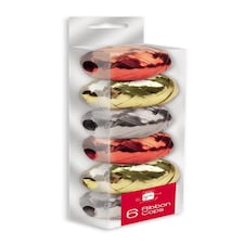 Pack of 6 Christmas Assorted Coloured Ribbon Cops