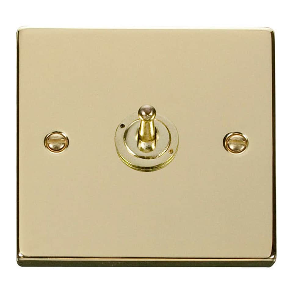 SE HOME Polished Brass Intermediate 10AX Toggle Light Switch | Gold | Polished Brass