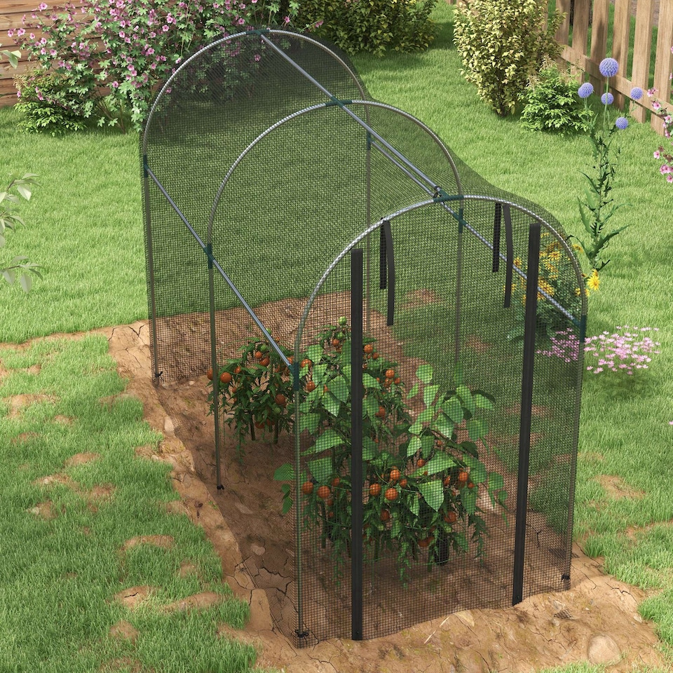 image 1 of Outsunny Fruit Cage, Plant Protection Tent, 1.2 x 2.4 x 1.9m, Black