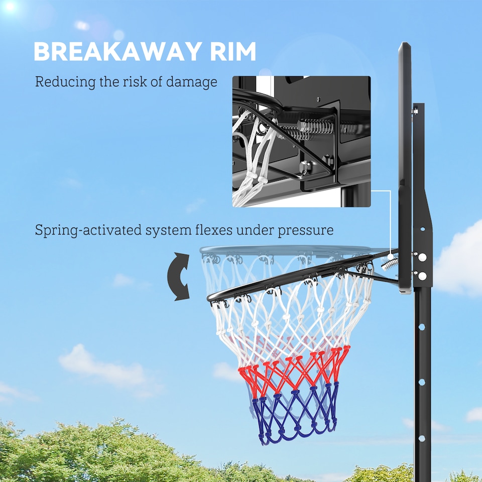 image 1 of SPORTNOW 2.3-3.05m Basketball Hoop and Stand with Weighted Base and Wheels