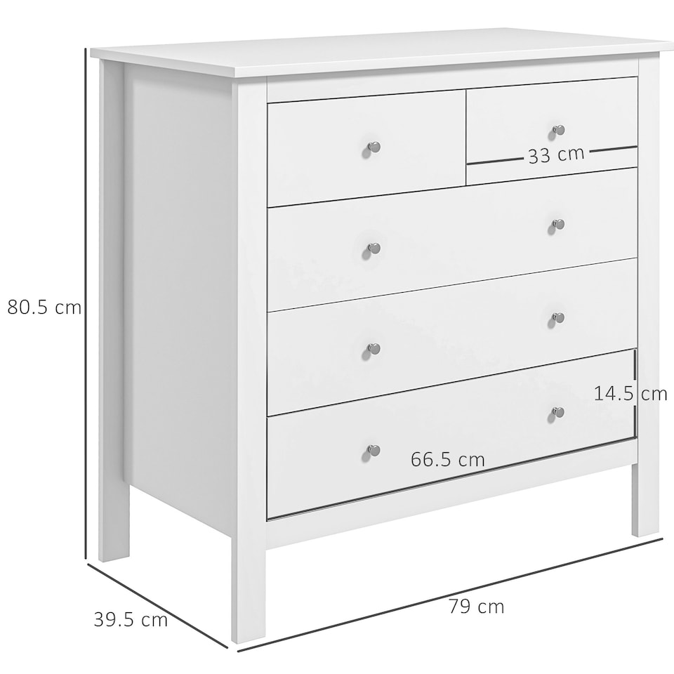 image 1 of HOMCOM Modern Chest Of Drawers, 5 Drawer Unit Storage Chest for Bedroom