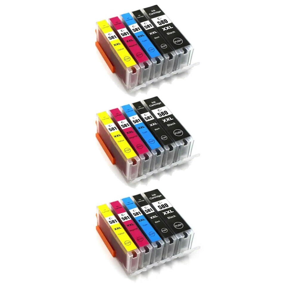 image 1 of 3x Sets of 5 Compatible Canon PGI580XXL CLI581XXL Ink Cartridges Multi