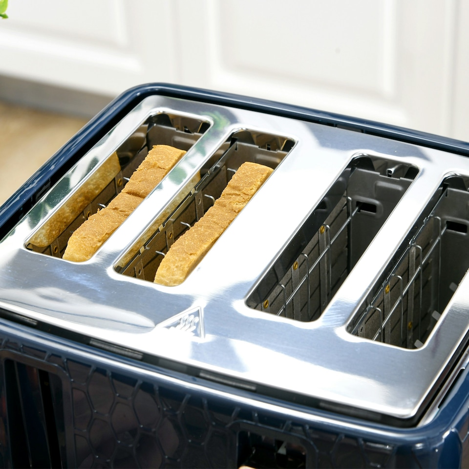 image 1 of HOMCOM 1.7L Kettle and Toaster Set with Defrost Reheat and Crumb Tray Blue