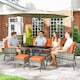 image 2 of Outsunny 6 Pieces Rattan Garden Furniture Sofa Set with Cushions, Orange | Orange | Orange