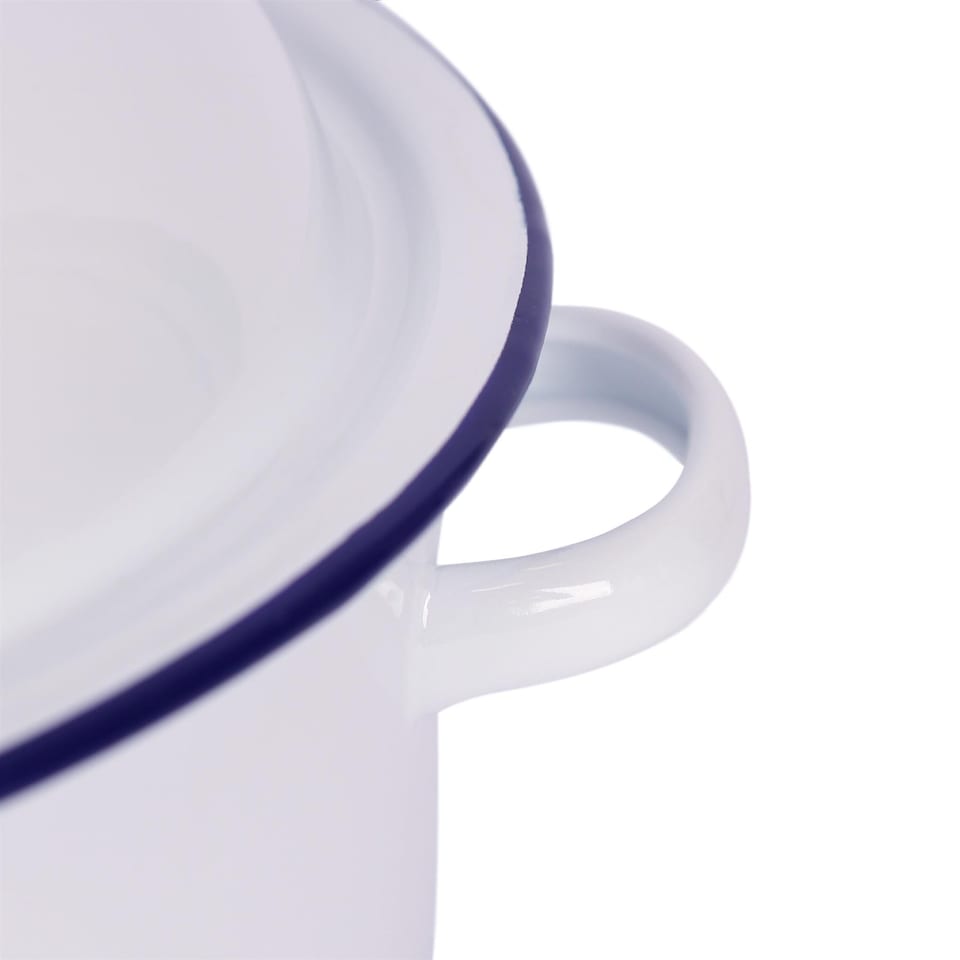 image 1 of Argon Tableware White Round Enamel Roaster - 30cm - Blue