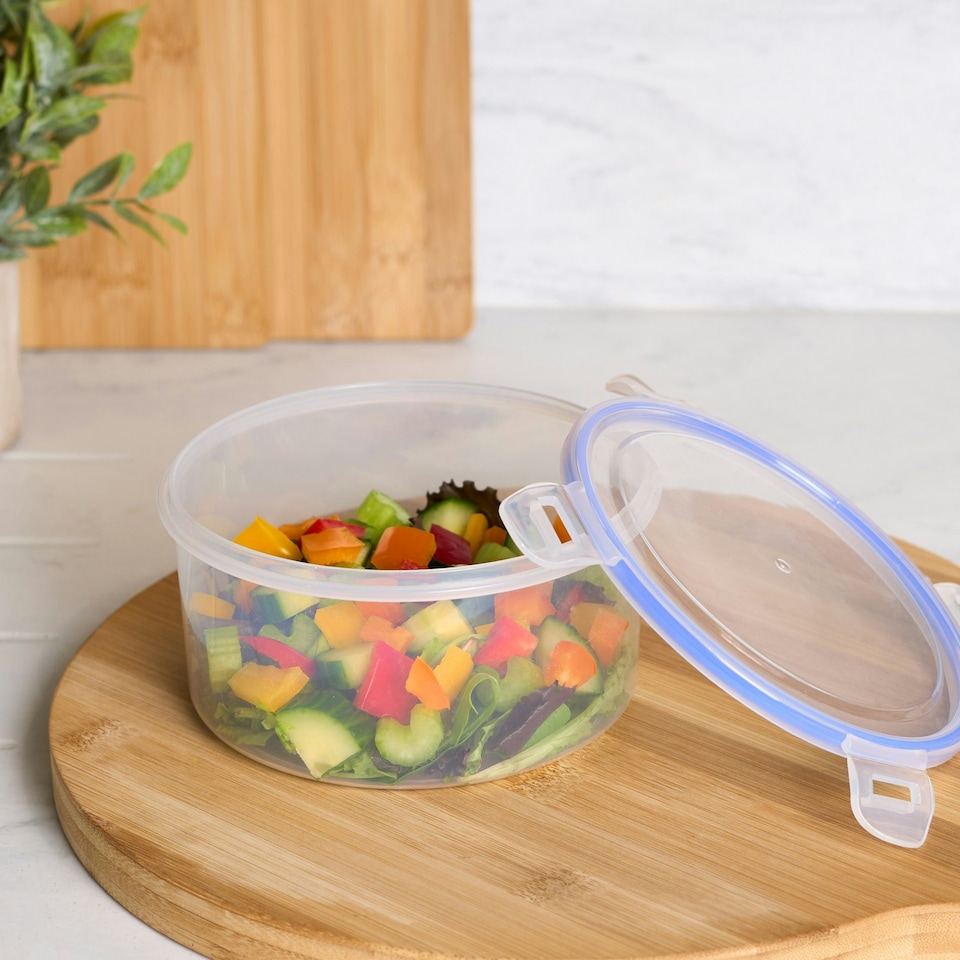 image 1 of OHS Round Plastic Food Storage Containers With Lids 3 Pack, 0.25-1L - Clear