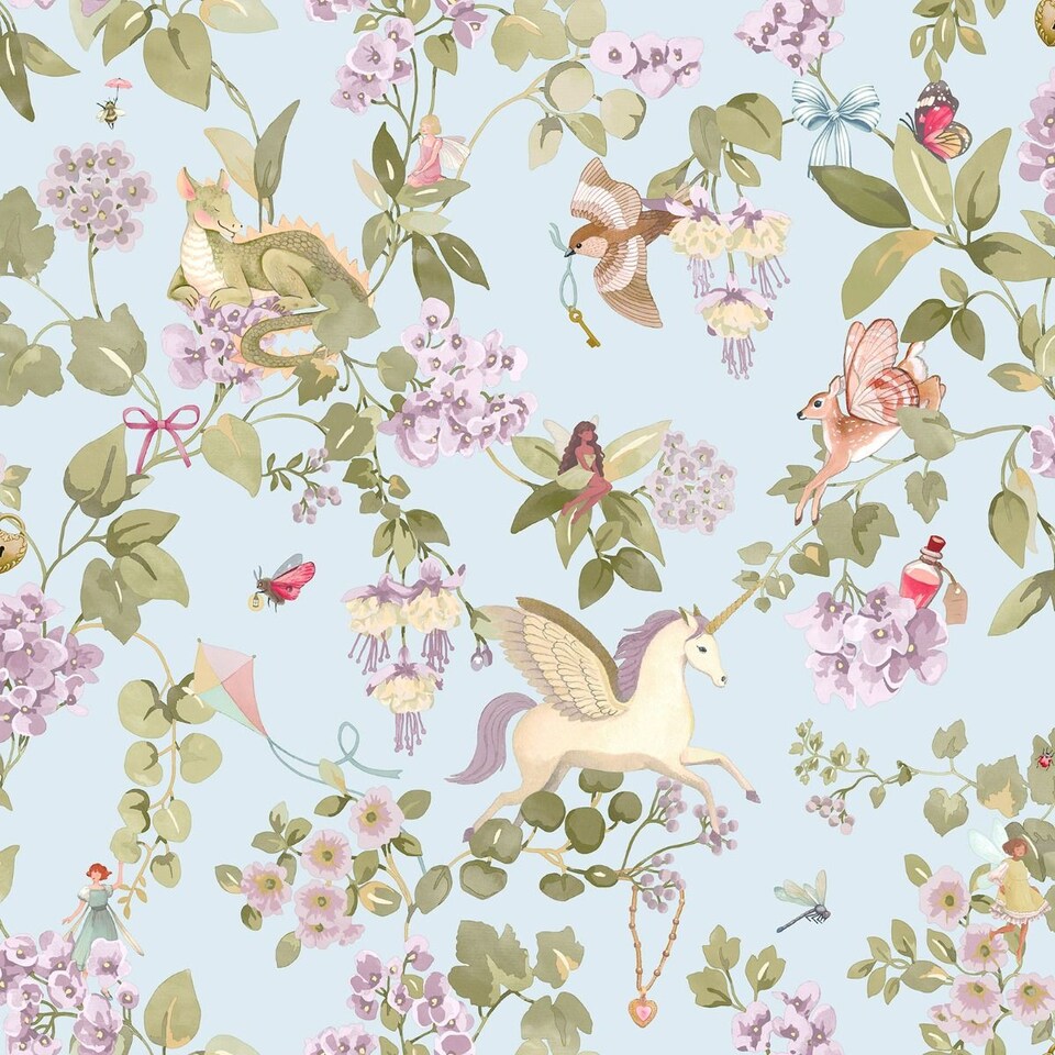 image 1 of Holden Decor Away With The Fairies Textured Wallpaper | Blue | Sky Blue | 1