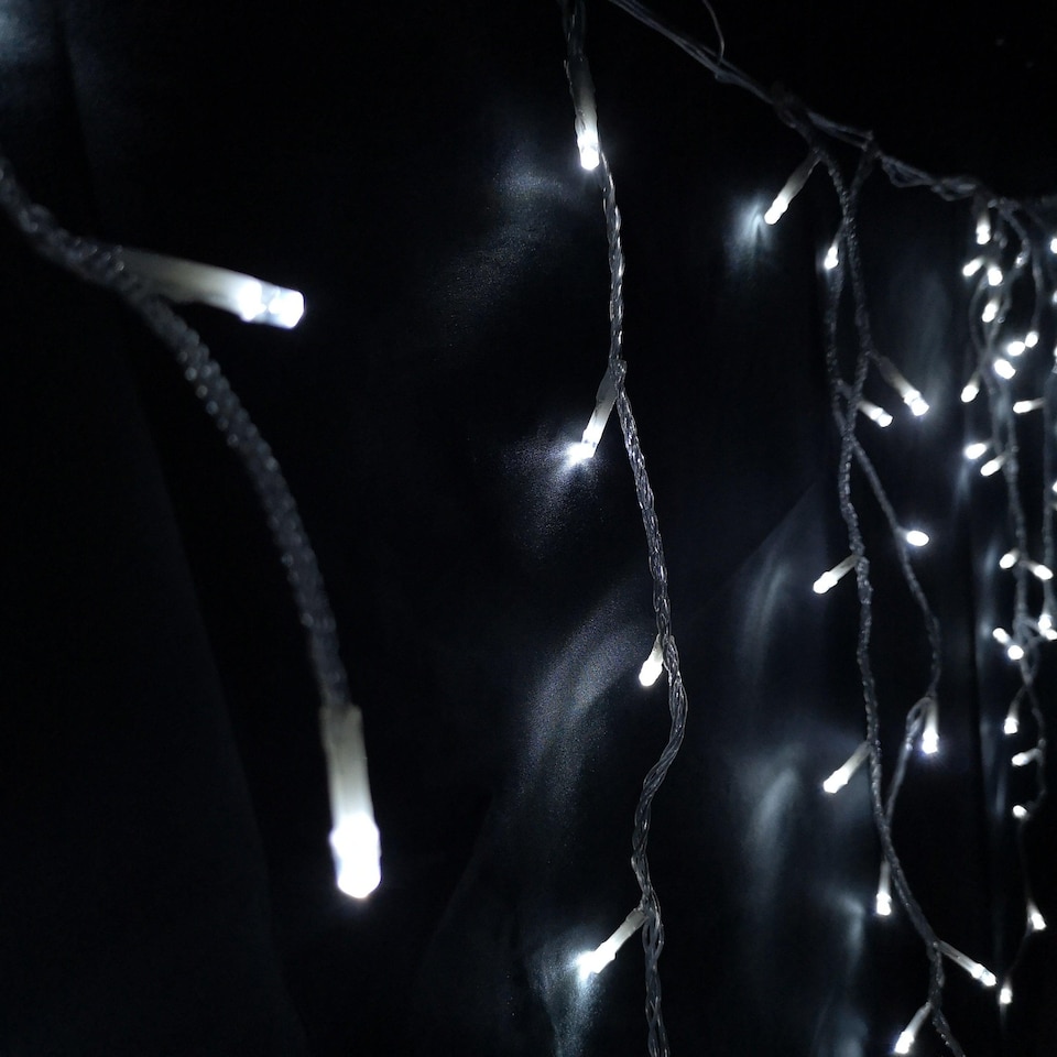 image 1 of 300 LED 7.5m Premier Christmas Outdoor 8 Function Icicle Lights in Cool White