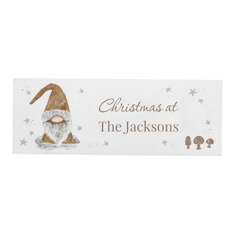 image 1 of Personalised Christmas Gonk Wooden Mantel Decoration