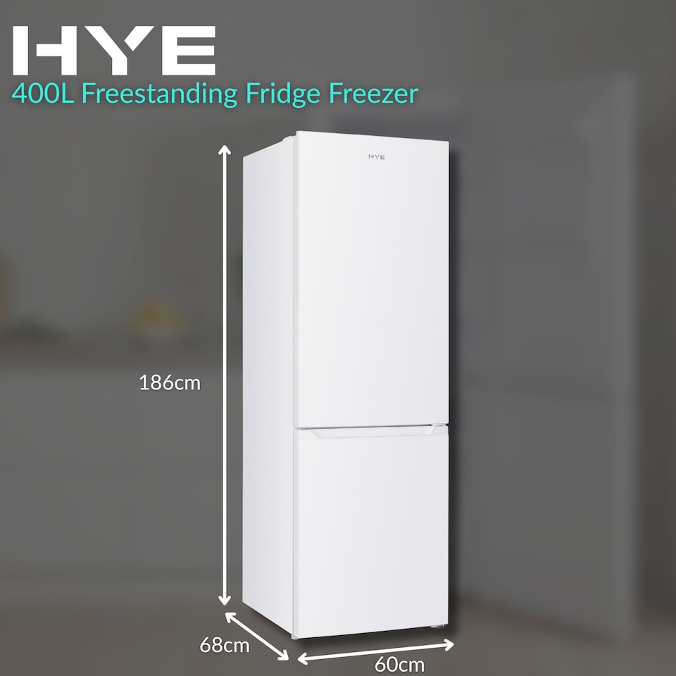image 1 of HYE 70-30 Freestanding No Frost Fridge Freezer, 400 Litre, 60cm, White - RF01FF400W01