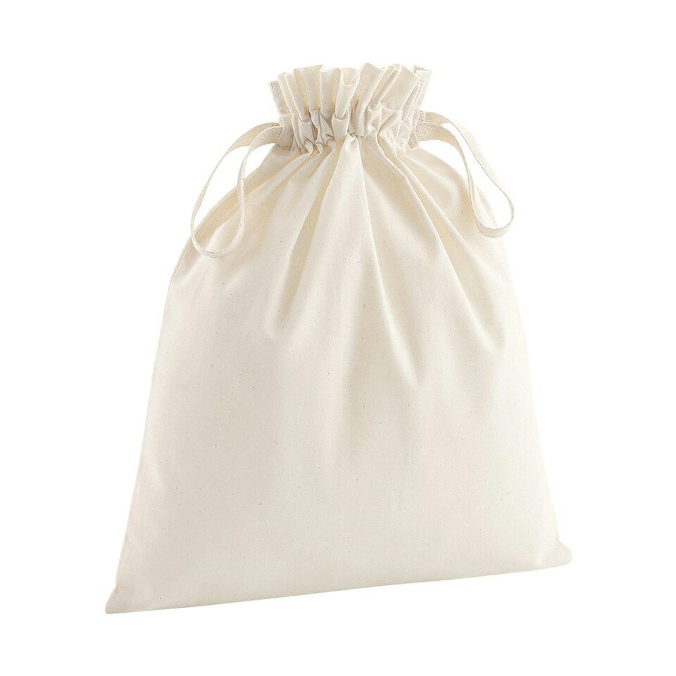 image 1 of Westford Mill Organic Cotton Drawstring Bag - Natural - 22cm x 14cm | Cream | Not provided