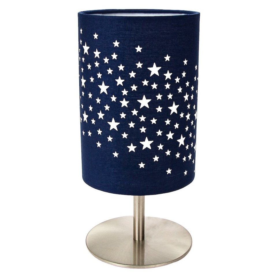 image 1 of Beautiful Stars Decorated Children/Kids Midnight Blue Cotton Bedside Table Lamp | Blue | Blue | 1