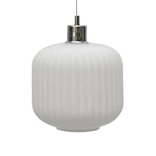 Bento - White Ribbed Glass Easy Fit Pendant Shade White