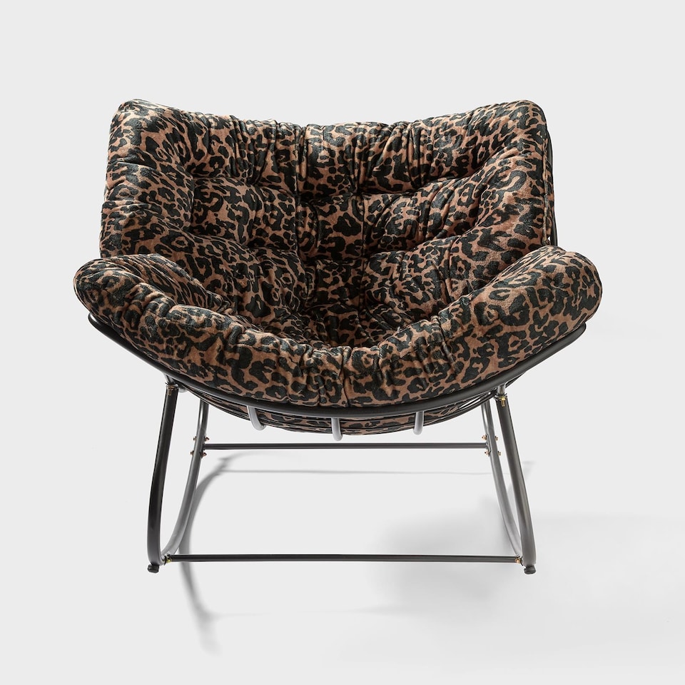 image 1 of OHS Printed Fleece Rocking Chair Upholstered Metal Frame Cushioned
