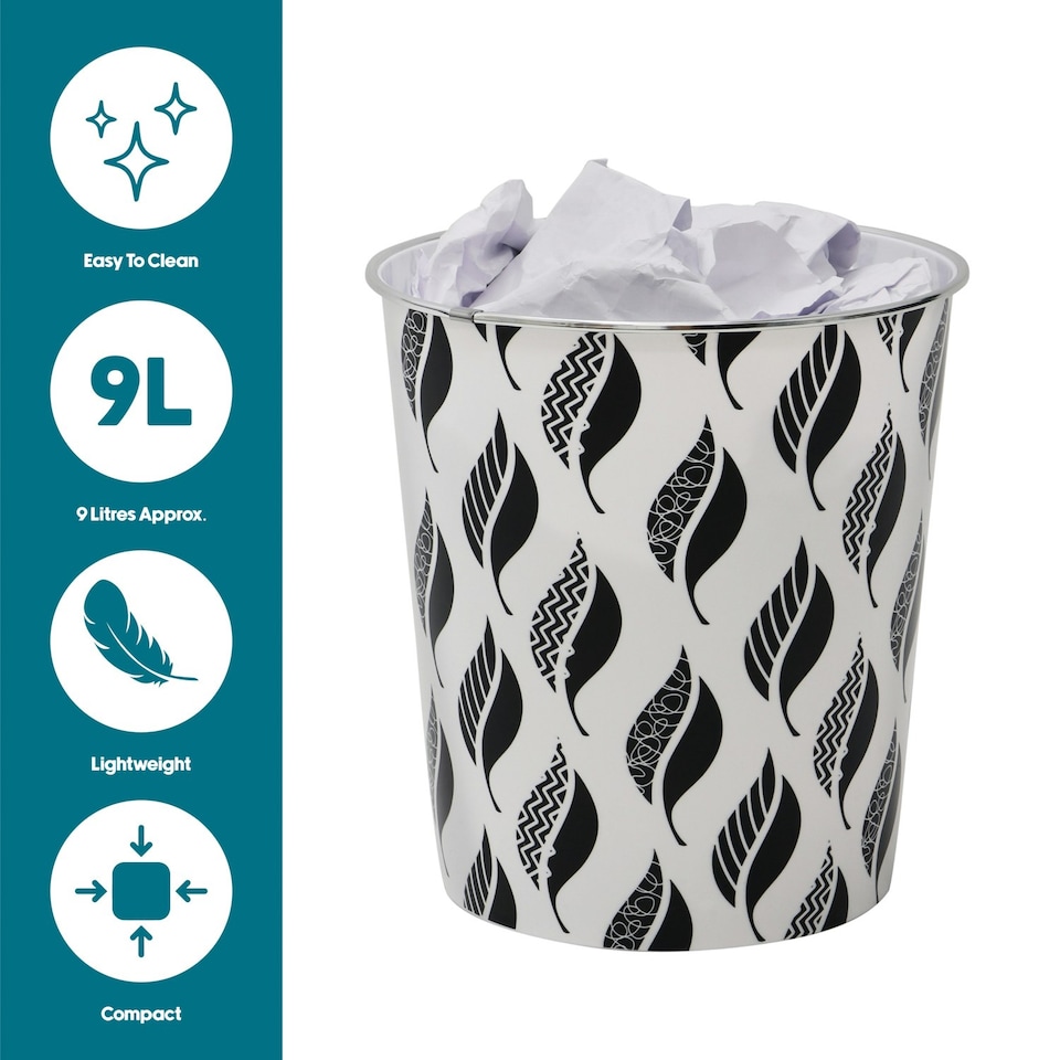 image 1 of JVL Small Leaves Waste Paper Bin, Set of 2 Multi