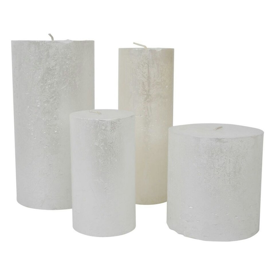 image 1 of Libra Rustica Pillar Candle - Paraffin - L7 x W7 x H19 cm - Pearl/White White
