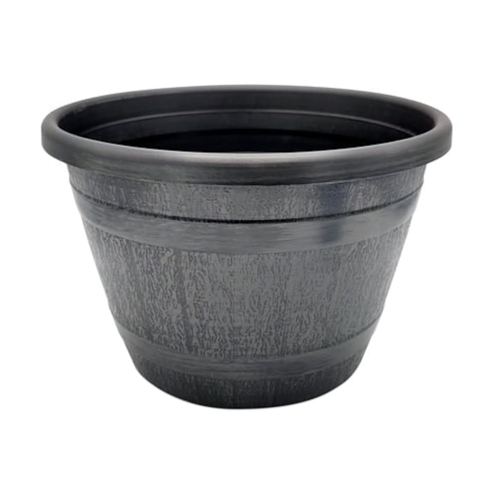 image 1 of Garden Essentials Barrel Planter Black 10inch Black