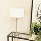 image 2 of ValueLights Maggie Brushed Chrome Candlestick Slim Table Lamp with White Fabric Drum Lamp Shade