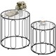 image 1 of HOMCOM Coffee Table Set of 2, Nest of Tables with Metal Frame, Black | Black | Black