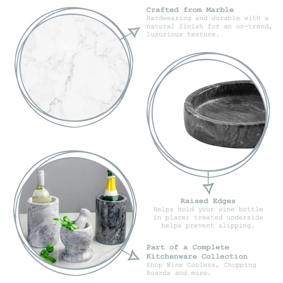 image 1 of Argon Tableware 2 Piece Marble Wine Bottle Coaster & Cooler Set - Black Multi