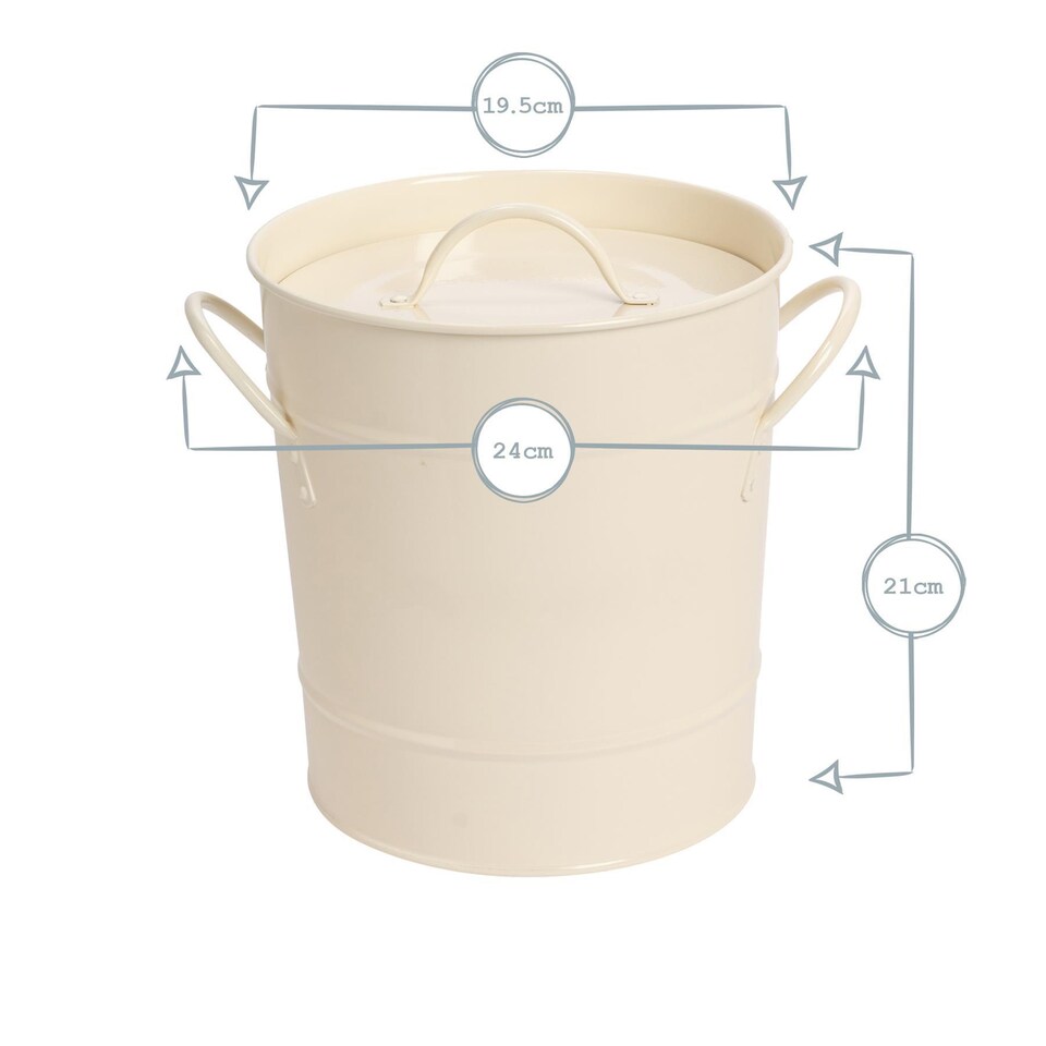 image 1 of Harbour Housewares Vintage Metal Kitchen Compost Bin - White | White | Matte White | One Size