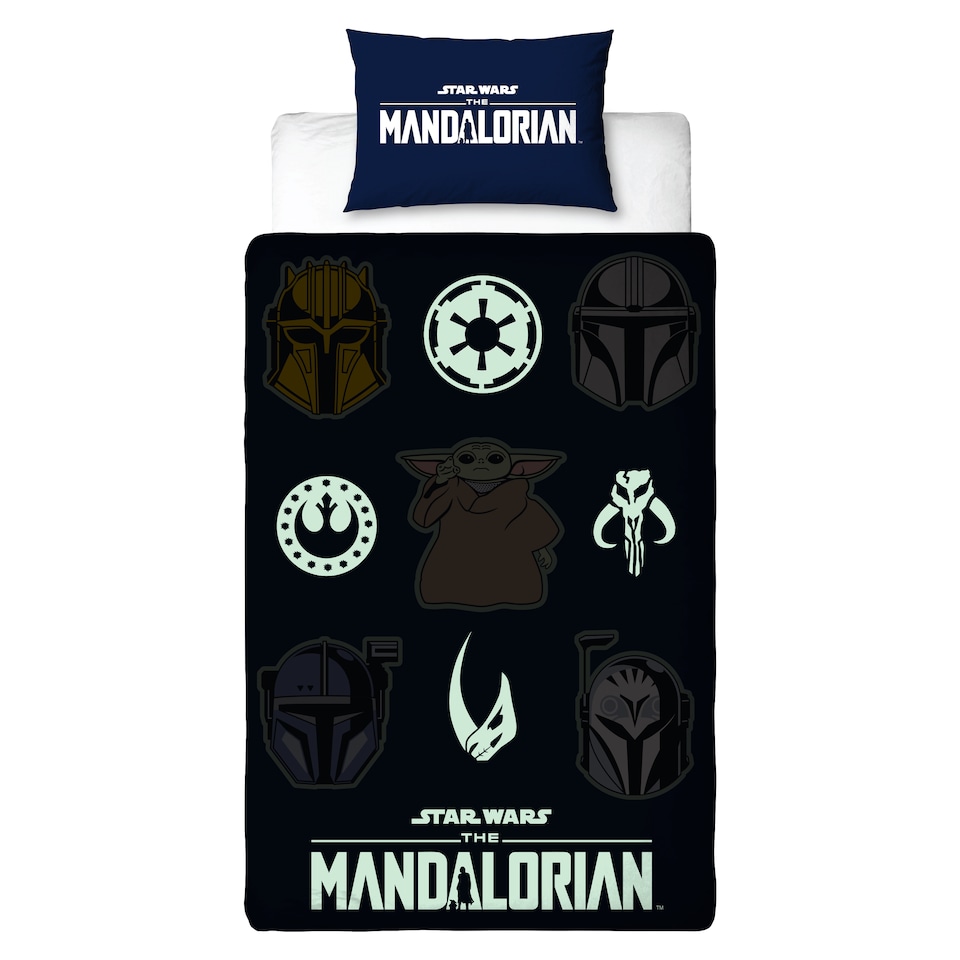 image 1 of Mandalorian Friend Glow In The Dark Single Duvet Cover
