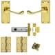 image 1 of Golden Grace Victorian Scroll Lever Lock Door Handles with 3 Lever Lock Set, 2 Keys and 1 Pair of Hinges in Premium Polished Brass Finish | Gold | 1 Set