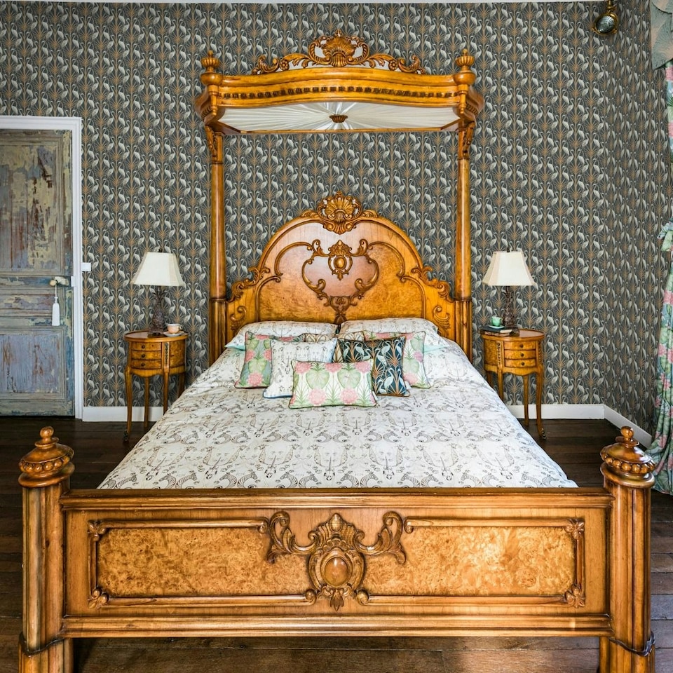 image 1 of The Chateau By Angel Strawbridge Nouveau Heron Wallpaper - Navy/Grey/Brown - 32.1ft x 21in | Blue