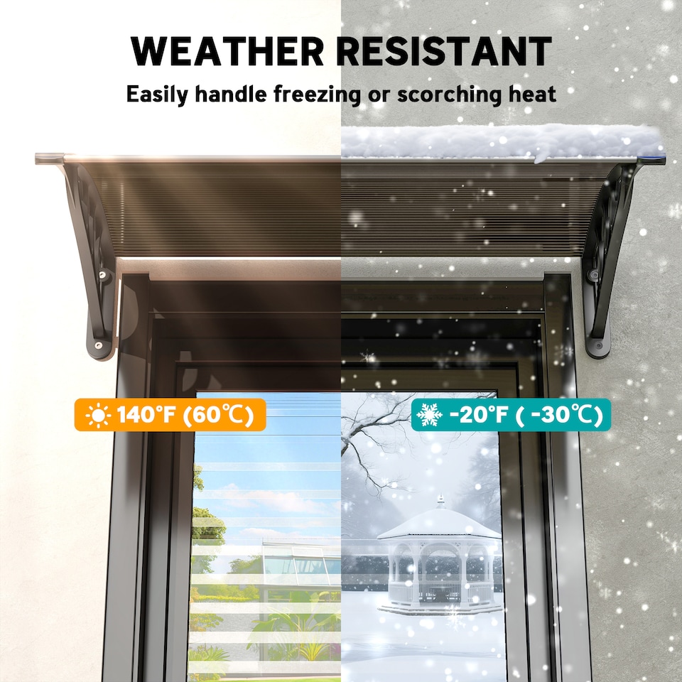 image 1 of Outsunny Outdoor Window Door Canopy with Awning Porch UV Water Cover Brown | Brown | Brown | 100 x 75 x 23 cm | 1