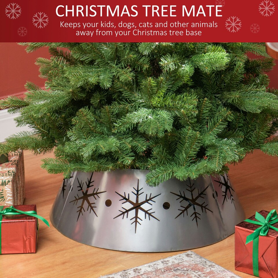 image 1 of HOMCOM Christmas Tree Base Cover with Hollow Snowflake Patterns Xmas Decoration