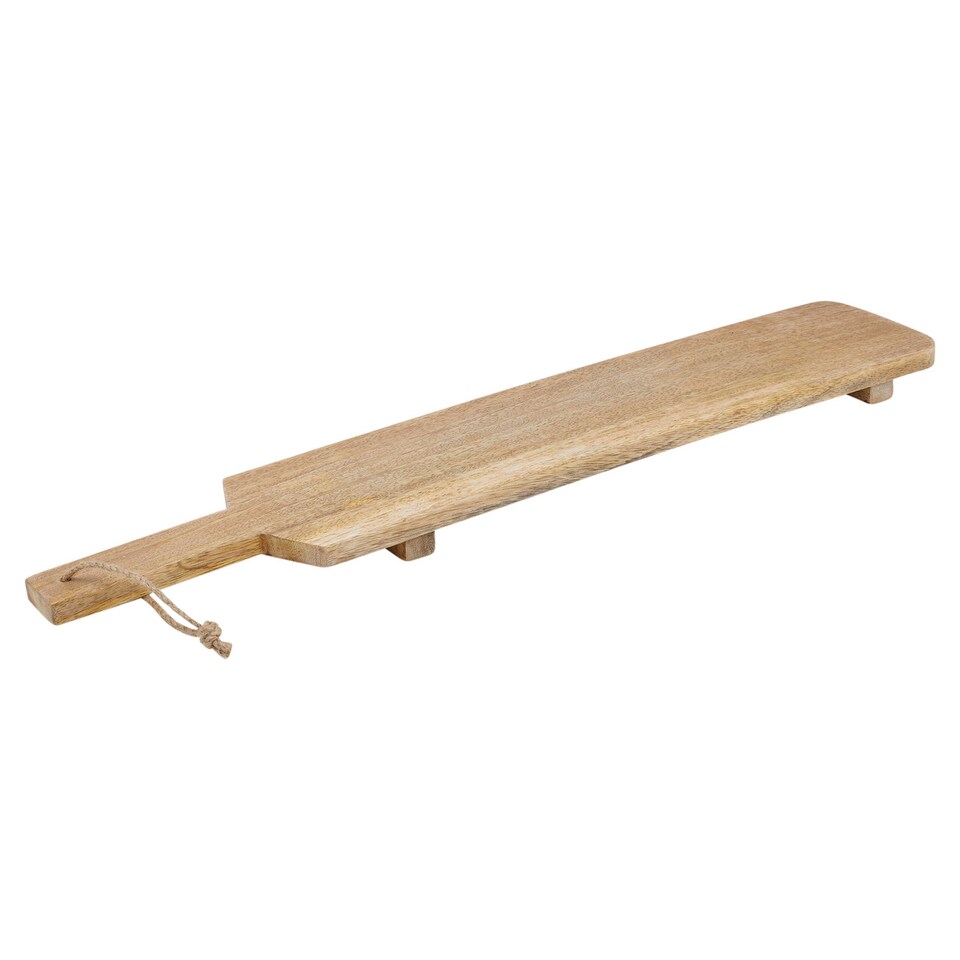 image 1 of Large Teak Wood Chopping Cutting Board with Hanging Rope Handle | Brown | 1