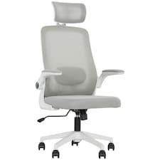 HOMCOM Executive Mesh Office Chair with Headrest, Lumbar Support, Grey Grey