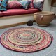 image 2 of MISHRAN Round Rug Hand Woven with Braids - Jute - L150 x W150 - Multicolour Multi