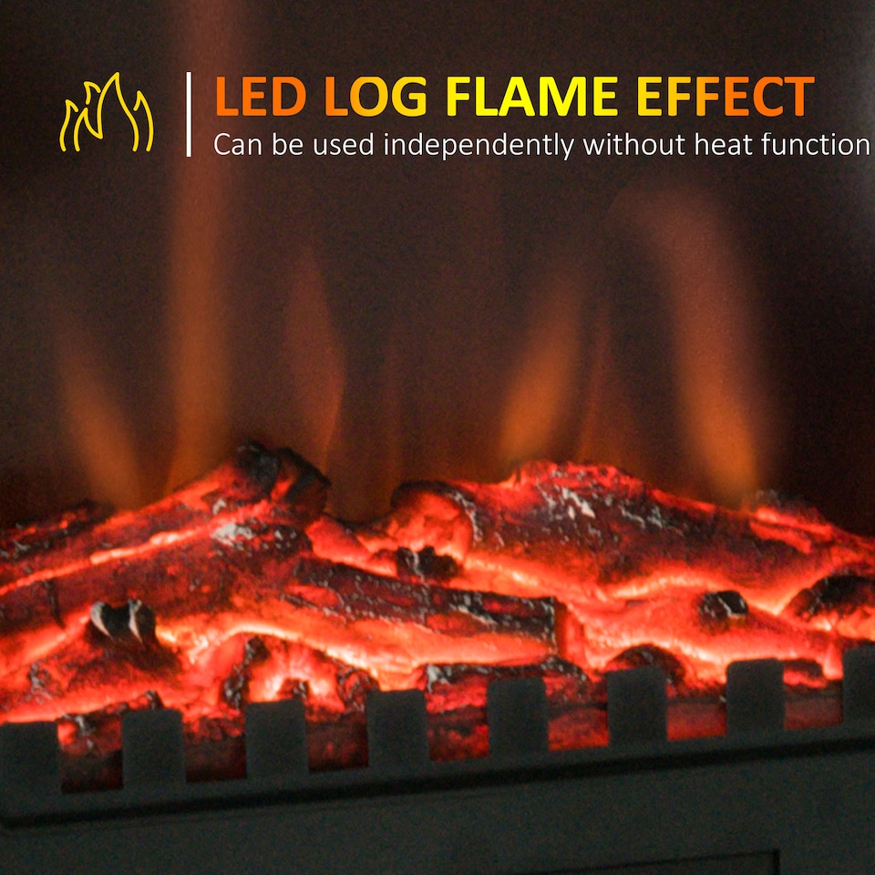 image 1 of HOMCOM Electric Stove Heater LED Flame Effect 1000W/2000W | Black