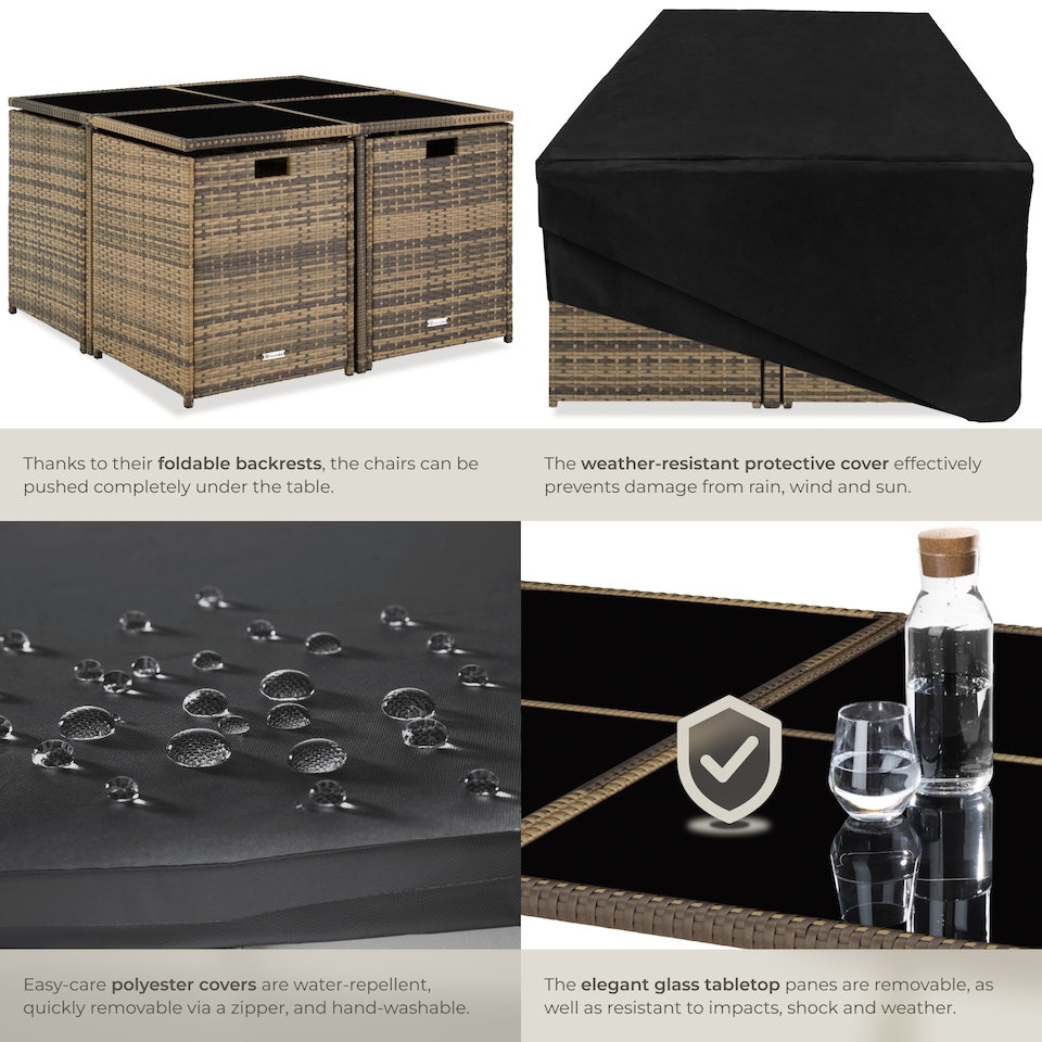 image 1 of Garden Table and Chairs Bilbao - 8 seats, weather and UV-resistant, rain cover | Brown | nature | 1