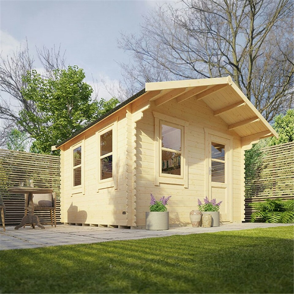 image 1 of 10ft x 10ft (2950mm x 2950mm) Horsforth "The Augusta" 28mm Log Cabin With 2 Opening Windows