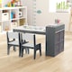 image 9 of COSTWAY Kids Art Table and Chairs Set with 2 Chairs Grey