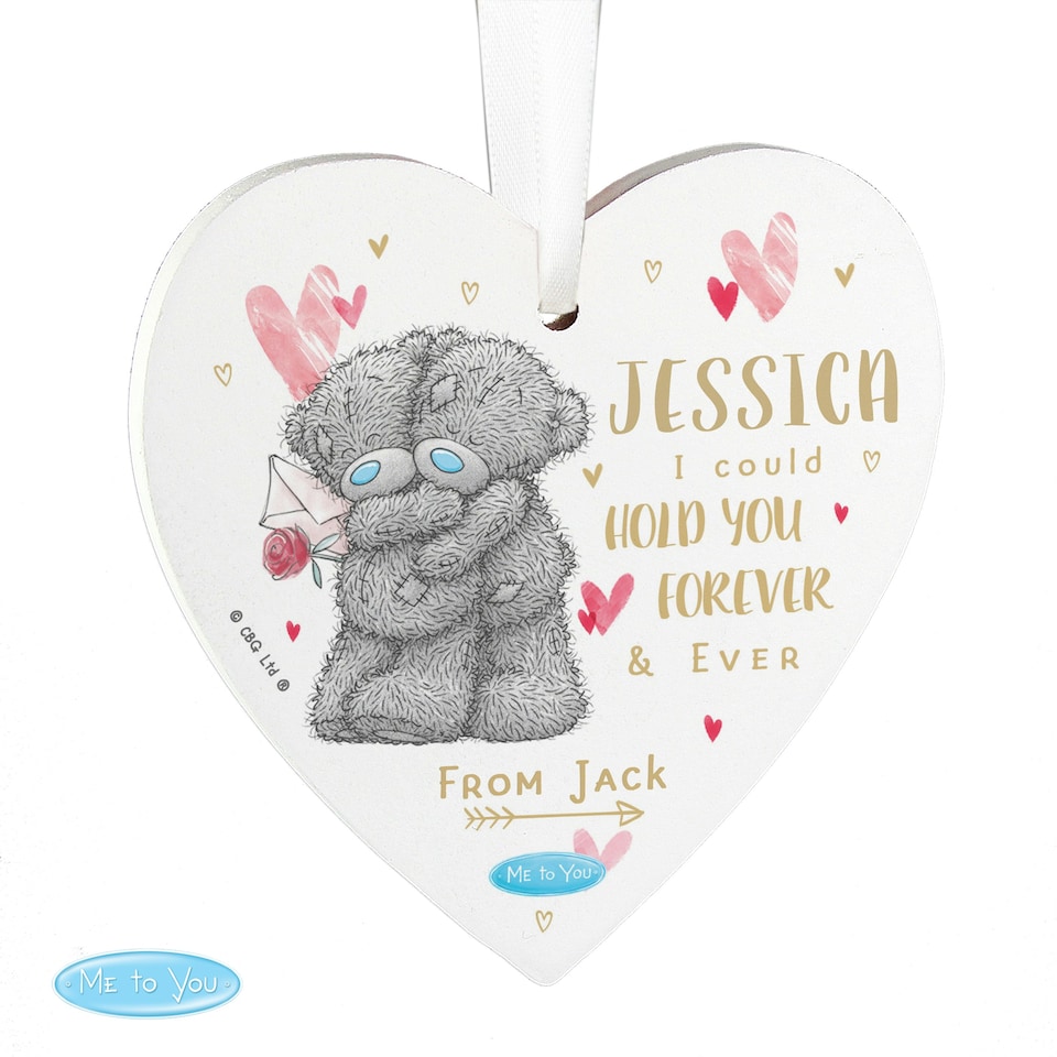 image 1 of Personalised Me To You Hold You Forever Wooden Heart Decoration